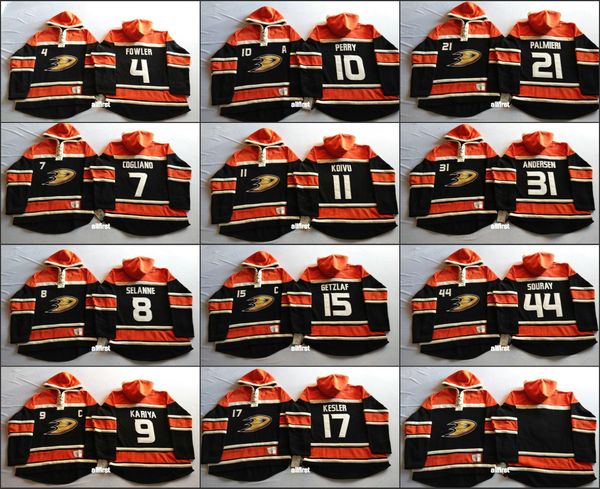 

2016 custom men anaheim ducks hoodies 8 teemu selanne 31 andersen 15 ryan getzlaf etc hockey jersey stitched sweatshirts any name #, Black;red