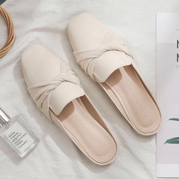 

new women's mules shoes fashion lazy slippers size 35-40woman slides ladies flip flops female sandals toe-covered woman shoes, Black