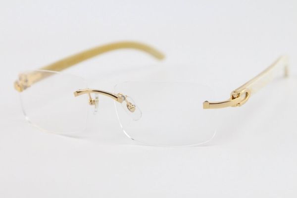 

gold metal frame glasses new rimless 8200757 white buffalo horn eyeglasses fashion c decoration, Silver