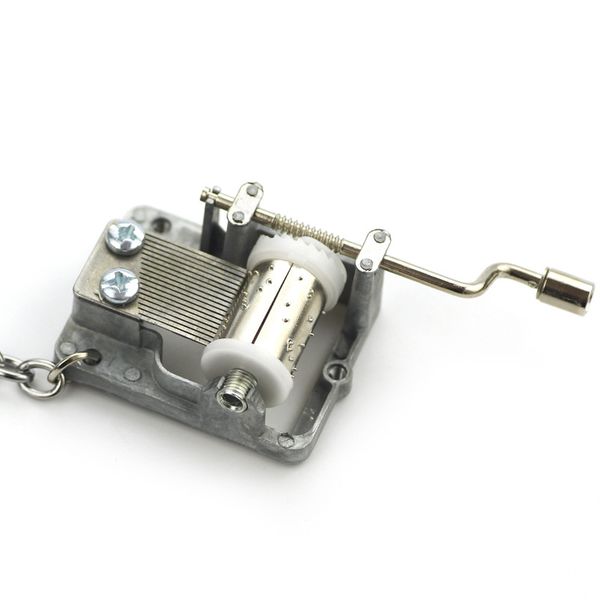 

creativity funny hand crank music box keychain unique metal music box key chain men women birthday gifts for her him, Silver