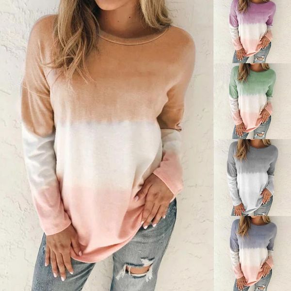 

yoga outfits tie-dye printed gradient pullover hoodies women casual long sleeve autumn blouse daily round neck sweatshirts moletom oversize, White;red