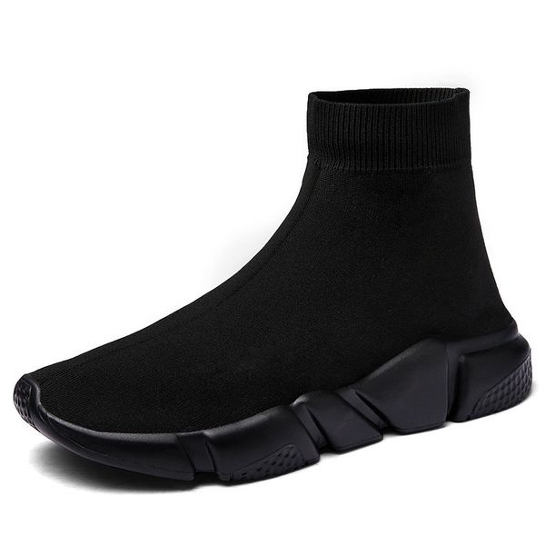 

socks sneakers women men knit upper breathable sport shoes sock boots woman chunky shoes high running shoes for men women, Black