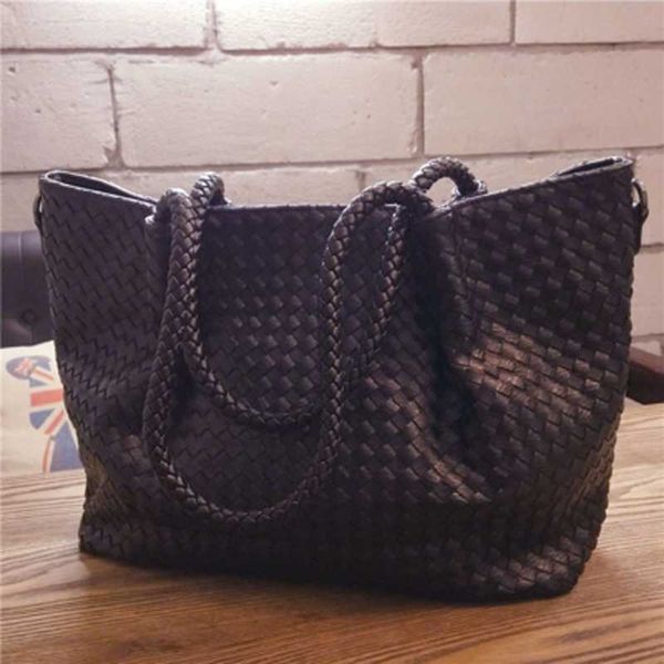 

women tote shoulder bag ladies shopping commuting travel stylish versatile pu woven 2020 fashion high-capacity female handbag