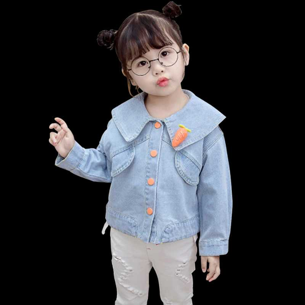

jackets baby girl denim coat appliques jacekt for girls casual style children's outerwear spring autumn kids clothing, Blue;gray