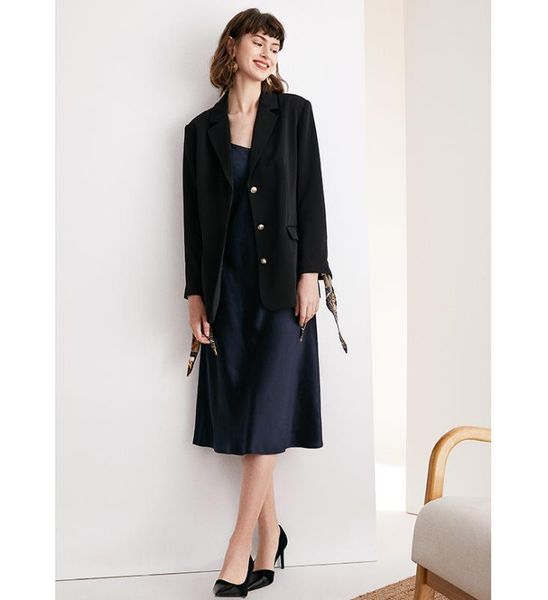

women's suits & blazers spring and autumn thin black long sleeve suit coat woman, White;black