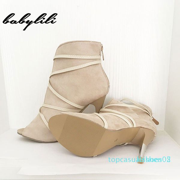 

2019 new women high heels fashion woman faux suede pumps open toe ankle slip on deep v cut high heel lady autumn shoe t05, Black