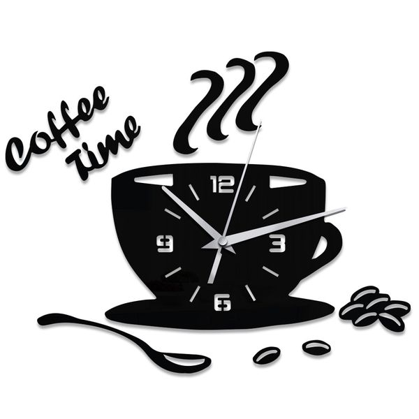 

wall clock household modern acrylic solid home decor 3d coffee sticker gift