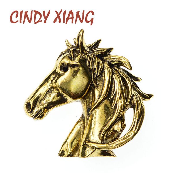 

cindy xiang gold and silver color horse head brooches for men vintage animal pin punk style suit accessories high quality, Gray
