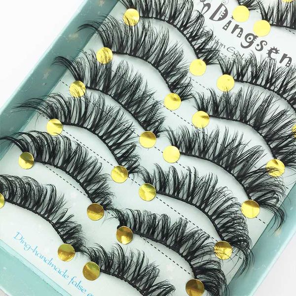 

10 pairs 3d soft faux mink hair false eyelashes natural messy eyelash crisscross wispy fluffy lashes extension eye makeup tools