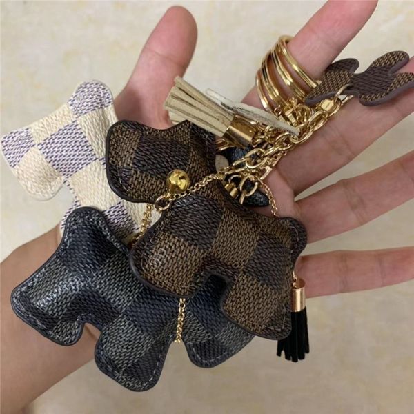 

dog design key chain accessories fashion tassel key ring pu leather bell car keychain holder cartoon jewelry bag charms pendant keyring gift, Slivery;golden
