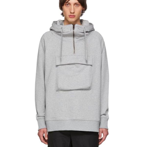 

19fw large front pocket back letter printed hoodies casual street fashion hooded sweatshirt pure color couple sweatshirts oversize hfhlwy076, Black