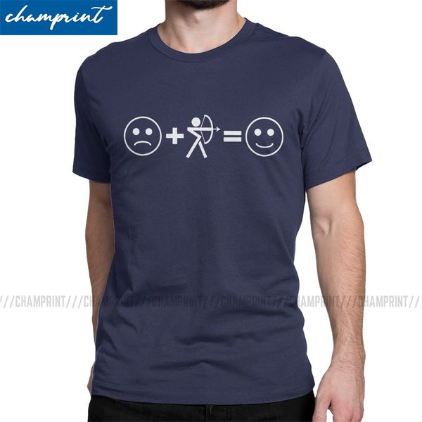

sad face add bow hunting archery is happy face t shirt for men leisure t-shirt crew neck arrow archer sports tees gift idea