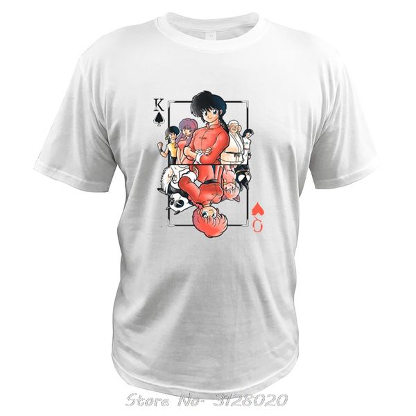 

ranma t-shirt poker k q design japanese famous anime tees cotton tshirt men cotton saotome genma tendou t shirt