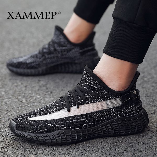 

men casual shoes men sneakers brand shoes male mesh flats spring summer breathable slip on xammep, Black