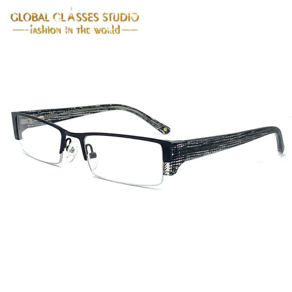 

gentleman wide arm design frame glasses stainless steel and acetate patchwork men's eyewear t4302, Black