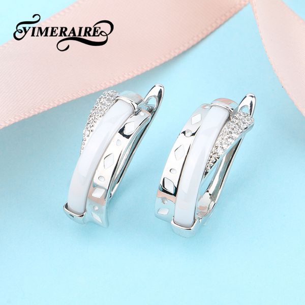 

stud 2021 vintage x shape earrings for women cz crystal white black pink ceramic jewelry fashion stainless steel party gifts, Golden;silver