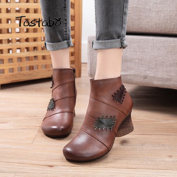 

women boots shoes boots thick high heel pointed toe zipper mother shoes mom pumps female booties shoe 2071, Black