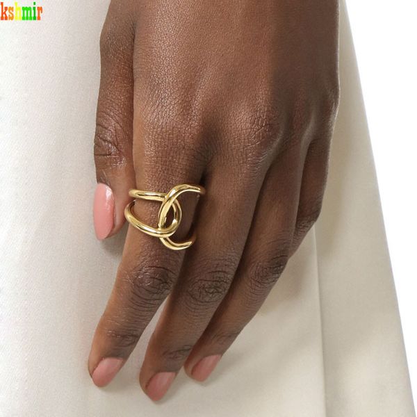 

cluster rings ring kshmir simple, exaggerated, twisted, curved, line intertwined, metal women, fashion men and women ring, wedding party jew, Golden;silver