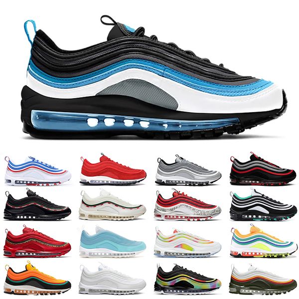 

97 hyper blue men women outdoor shoes mschf x inri jesus game royal silver bullet 97s reflective bred mens trainer sneakers size 36-45