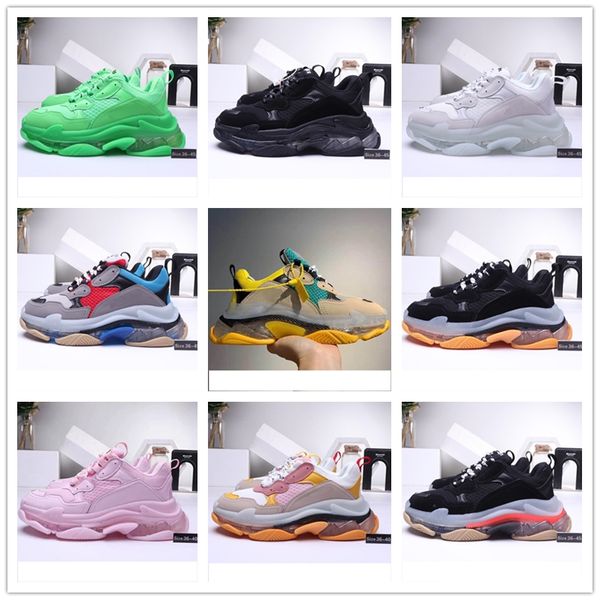 

2019 новая мода paris triple-s обувь кристалл подошва кроссовки тройной вскользь женщин вскользь спортивные тренажеры zapatos, Black