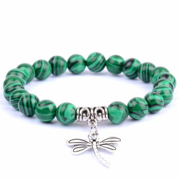 

fashion synthesis malachite stone beaded bracelets & bangles for women summer jewelry animal charm bangle men wristband bracelet, Red;blue