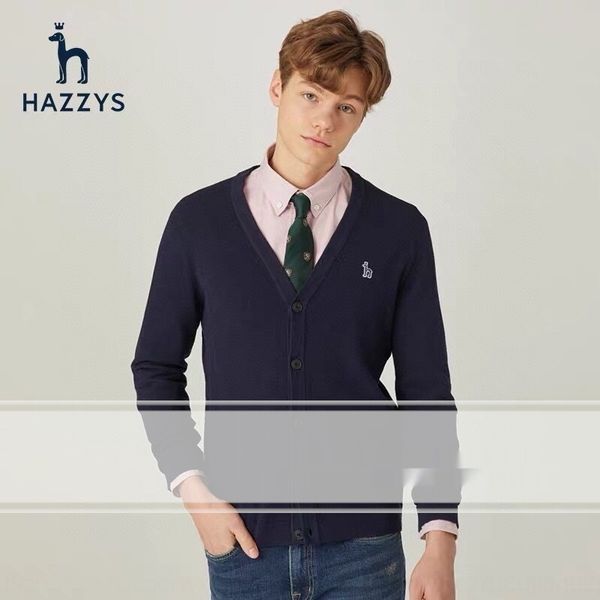 

82426 hajis crown dog men's basic british all-match embroidered knitwear contrast color color matching embroidery comfortable knitwear, Blue