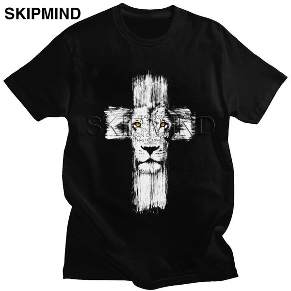 

lion of judah jesus t shirt men funny cross lion t shirt homme soft cotton tees crew neck short sleeved printed tshirt clothes