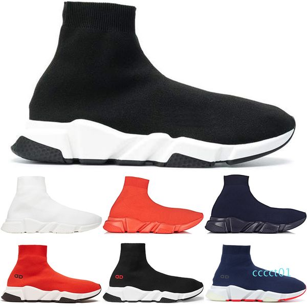

2019 designer men women speed trainer luxury sock shoes tripe black white red glitter flat fashion mens trainers runner sneakers 36-45 ct01