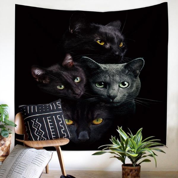

cat animal tapestry for party living room kitchen wall cloth hanging decoration comfortable 3d black bottom soft tapestry