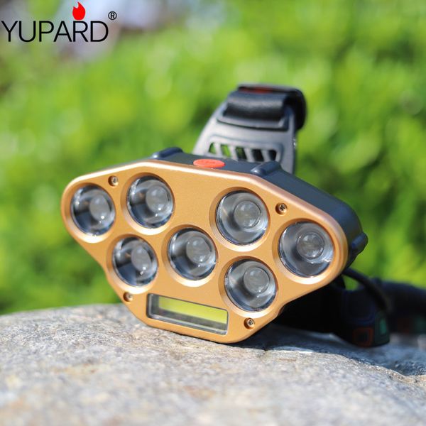 

most powerful cob led headlight headlamp 7 led head lamp power torch head light 18650 battery for camping fishing