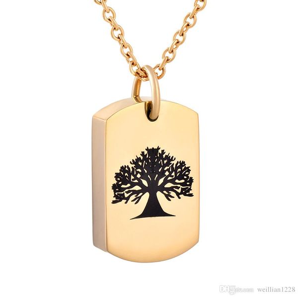 

new z801 dog tag stainless steel memorial jewelry for ashes sympathy gifts tree of life cremation urn pendant, Silver