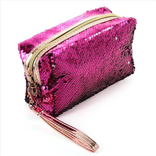 

new fashion womens mermaid sequins makeup bag pouch girls glitter cosmetic bags sequins handbag travel storage zipper bags
