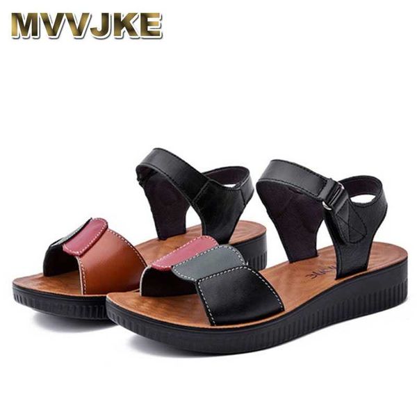 

mvvjke 2020 new summer women sandals fashion open toe non-slip flat mother sandals ladies casual slip on comfortable shoes, Black