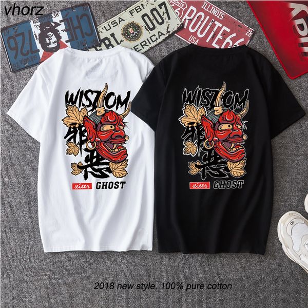 

vhorz evil ghost printed tees mens 2018 new summer chinese character t shirts hip hop casual cotton short sleeve tshirts