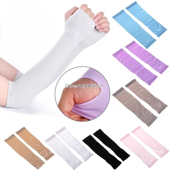

1pair uv sun protection cooling sport arm sleeves gloves golf bike cycling cover, Black;gray