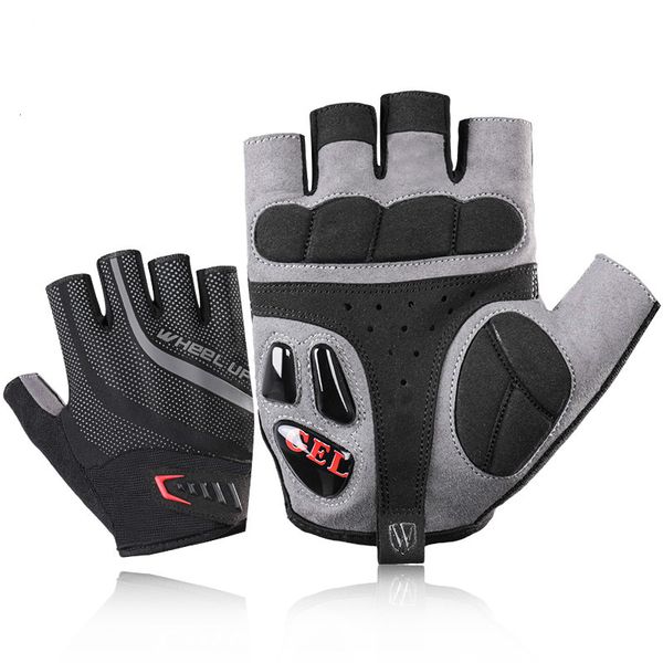 

half finger cycling gloves road bike mountain bike outdoor sport bike glove breathable gel sbr shockproof lycra fabric, Black