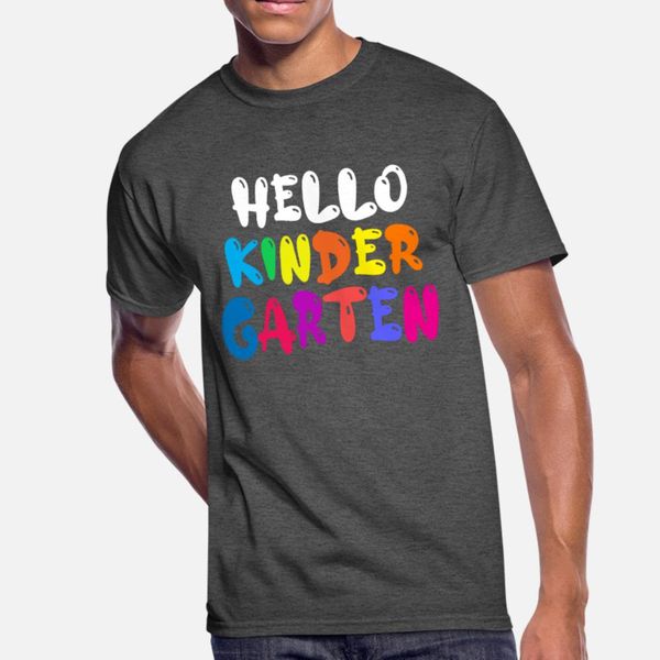 

hello kindergarten t shirt men printing tee shirt round neck male loose breathable summer formal shirt