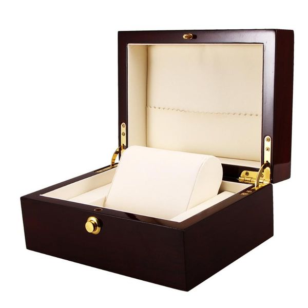 

watch boxes & cases durable universal luxury safe protective dustproof solid elegance case wooden display box wine red organizer, Black;blue