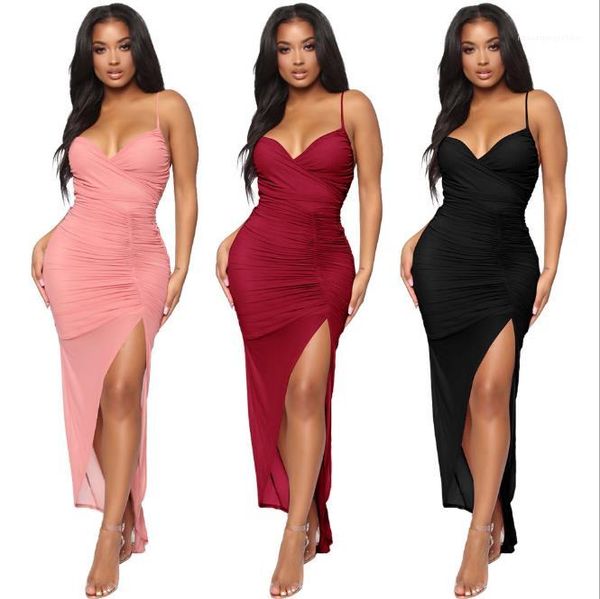 

mesh dresses backless v neck split dress women party club dresses dropshipping cloting women spaghetti strap, Black;gray