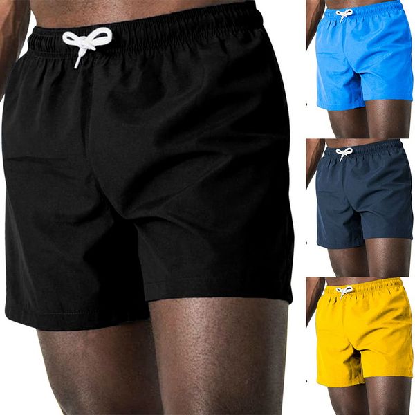 

men's shorts summer men quick drying fitness short homme casual beach mens boardshorts waist solid 6 color m-3xl, White;black