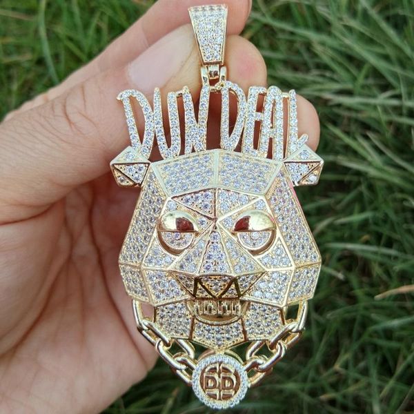 

chains men's iced brass cz animal head pendants hip hop jewelry cn118, Silver