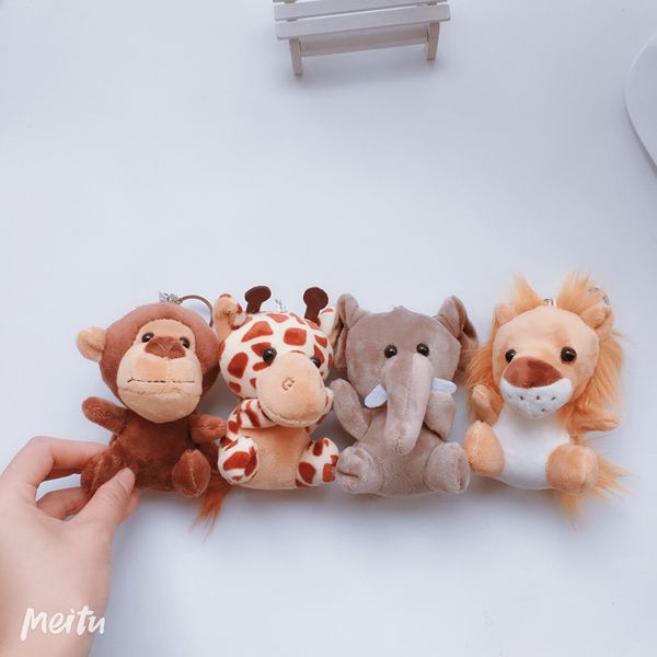 

1pc cute stuffed doll jungle brother tiger elephant monkey lion giraffe plush animal toy gifts for kids 10cm