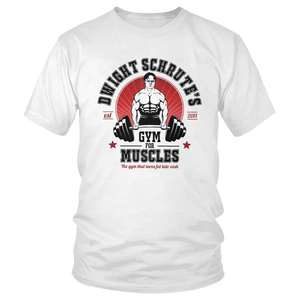 

cool dwight schrute gym for muscles t shirt for men short sleeve casual the office tee tv series tshirt cotton t-shirt plus size