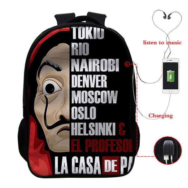 

leather luggage taglacasadepapel banknote house full color usb backpack casual backpack student bag double layer bag purse hook