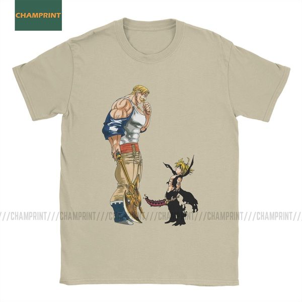

escanor vs мелиодас ап фелек семь смертных грехов t-shirt мужчины аниме nanatsu нет taizai pig hawk хлопок майка с коротким рукавом футболка