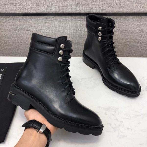 

winter shoes women genuine leather mid calf women boots cross tied round toe metal decor boots zapatos de mujer, Black