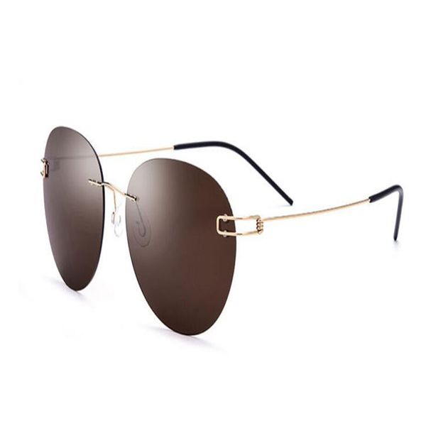

fashion new rimless screwless alloy ultralight uv400 protection driving sunglasses frame gold sunglasses, White;black
