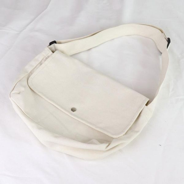 

cute shopping solid fashion portable reusable shoulder bag messenger canvas pouch student lightweight casual pack crossbody bag