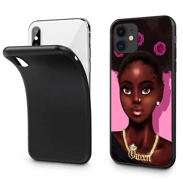 

poppin melanin black girl aba phone protection case for iphone 5 6 7 8 x xr 11 pro max shockproof
