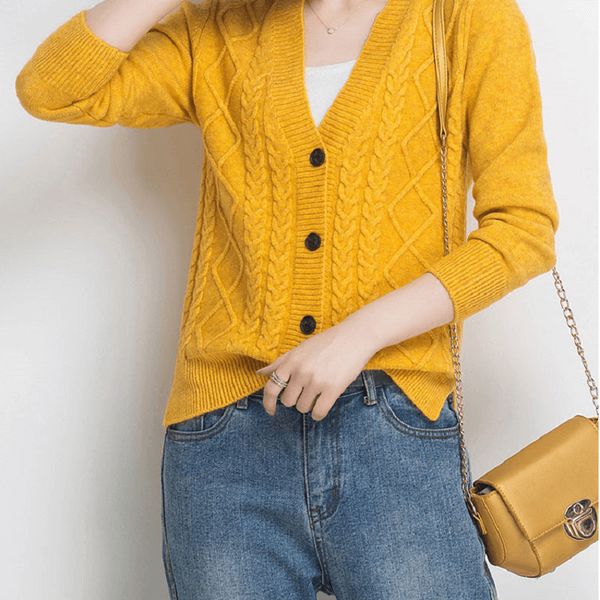 

women v neck pretty style cardigan knitting26# wholesale long sleeve sweaters, White